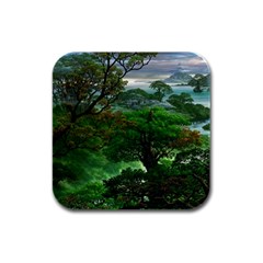 Jungle Forreast Landscape Nature Rubber Square Coaster (4 Pack)