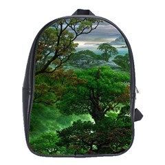 Jungle Forreast Landscape Nature School Bag (large) by Ravend