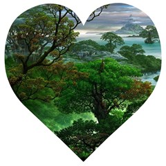 Jungle Forreast Landscape Nature Wooden Puzzle Heart