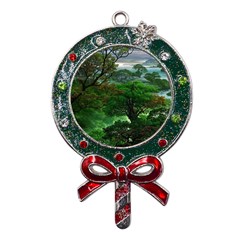 Jungle Forreast Landscape Nature Metal X mas Lollipop With Crystal Ornament