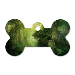 Green Beautiful Jungle Dog Tag Bone (two Sides)