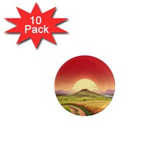 Landscape Sunset Orange Sky Pathway Art 1  Mini Magnet (10 Pack) 