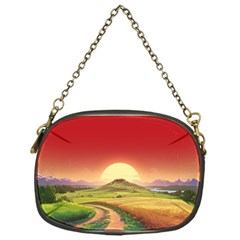 Landscape Sunset Orange Sky Pathway Art Chain Purse (one Side)