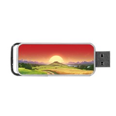 Landscape Sunset Orange Sky Pathway Art Portable Usb Flash (two Sides) by Ravend