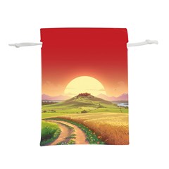 Landscape Sunset Orange Sky Pathway Art Lightweight Drawstring Pouch (m) by Ravend