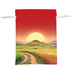 Landscape Sunset Orange Sky Pathway Art Lightweight Drawstring Pouch (xl) by Ravend