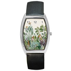 Tropical Jungle Plants Barrel Style Metal Watch