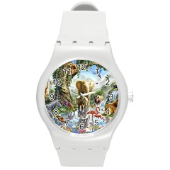 Beautiful Jungle Animals Round Plastic Sport Watch (m)
