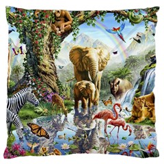 Beautiful Jungle Animals Large Cushion Case (two Sides) by Ravend