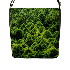 Green Pine Forest Flap Closure Messenger Bag (l) by Ravend