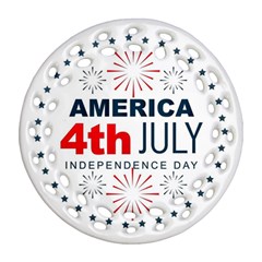 Independence Day Usa Round Filigree Ornament (two Sides)