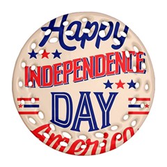 Usa Happy Independence Day Round Filigree Ornament (two Sides)