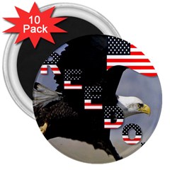 Freedom Patriotic American Usa 3  Magnets (10 Pack) 