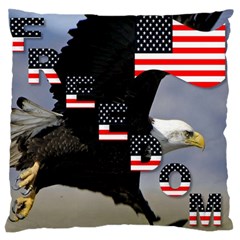 Freedom Patriotic American Usa Large Premium Plush Fleece Cushion Case (one Side) by Ravend