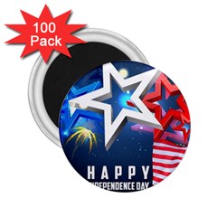 4th Of July Happy Usa Independence Day 2 25  Magnets (100 Pack) 