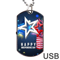 4th Of July Happy Usa Independence Day Dog Tag Usb Flash (two Sides) by Ravend