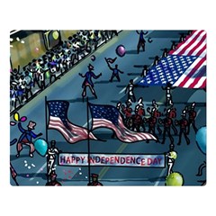 July 4th Parade Independence Day Two Sides Premium Plush Fleece Blanket (large) by Ravend