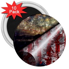 Independence Day Background Abstract Grunge American Flag 3  Magnets (10 Pack)  by Ravend