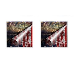 Independence Day Background Abstract Grunge American Flag Cufflinks (square) by Ravend