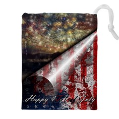 Independence Day Background Abstract Grunge American Flag Drawstring Pouch (5xl) by Ravend