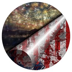 Independence Day Background Abstract Grunge American Flag Round Trivet by Ravend