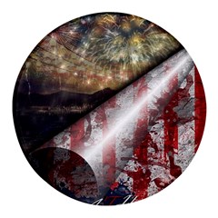 Independence Day Background Abstract Grunge American Flag Round Glass Fridge Magnet (4 Pack) by Ravend