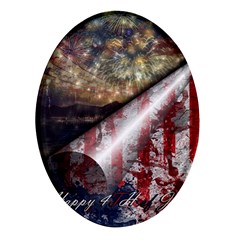 Independence Day Background Abstract Grunge American Flag Oval Glass Fridge Magnet (4 Pack) by Ravend