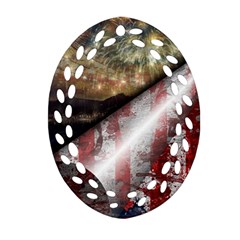 Independence Day July 4th Oval Filigree Ornament (two Sides)