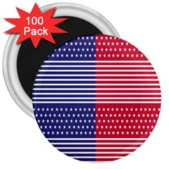 American Flag Patriot Red White 3  Magnets (100 Pack) by Celenk