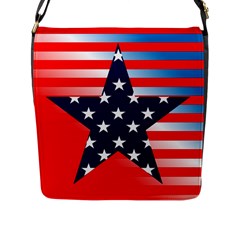 Patriotic American Usa Design Red Flap Closure Messenger Bag (l) by Celenk