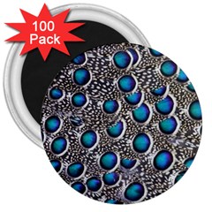 Peacock Pattern Close Up Plumage 3  Magnets (100 Pack) by Celenk