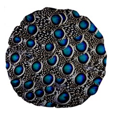 Peacock Pattern Close Up Plumage Large 18  Premium Round Cushions by Celenk