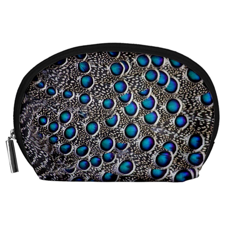 Peacock Pattern Close Up Plumage Accessory Pouch (Large)