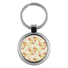 Background Pattern Flower Spring Key Chain (round) by Celenk