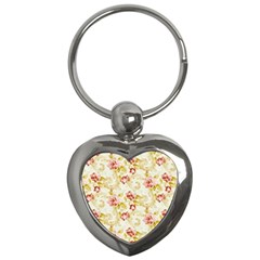 Background Pattern Flower Spring Key Chain (Heart)
