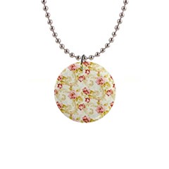 Background Pattern Flower Spring 1  Button Necklace