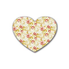 Background Pattern Flower Spring Rubber Heart Coaster (4 pack)