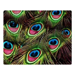 Peacock Feathers Color Plumage Premium Plush Fleece Blanket (large)