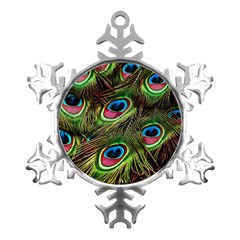 Peacock Feathers Color Plumage Metal Small Snowflake Ornament