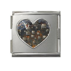 Background Metal Pattern Texture Mega Link Heart Italian Charm (18mm) by Celenk