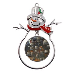 Background Metal Pattern Texture Metal Snowman Ornament