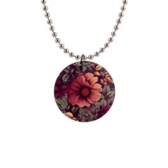 Flowers Pattern 1  Button Necklace