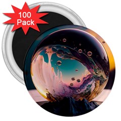 Crystal Ball Glass Sphere Lens Ball 3  Magnets (100 Pack)