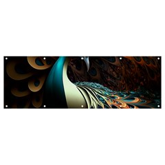Colorful Peacock Bird Feathers Banner And Sign 12  X 4  by Vaneshop
