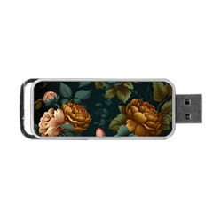 Floral Flower Blossom Turquoise Portable Usb Flash (one Side)