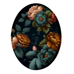 Floral Flower Blossom Turquoise Oval Glass Fridge Magnet (4 Pack) by Vaneshop
