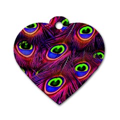Peacock Feathers Color Plumage Dog Tag Heart (two Sides) by Celenk