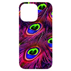 Peacock Feathers Color Plumage Iphone 14 Pro Max Black Uv Print Case