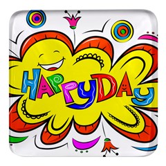 Happy Happiness Child Smile Joy Square Glass Fridge Magnet (4 Pack)