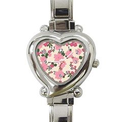 Floral Vintage Flowers Heart Italian Charm Watch